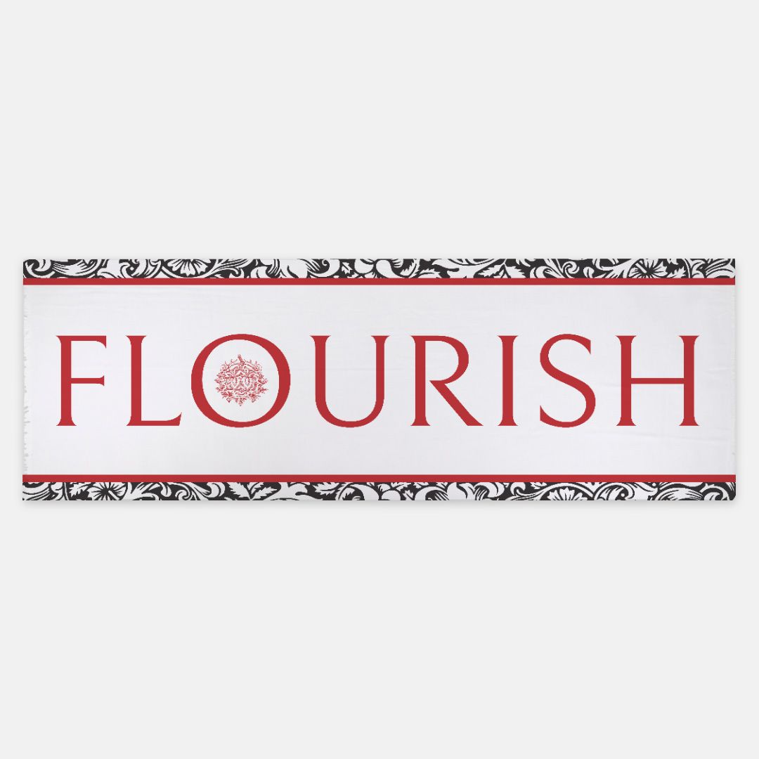 Flourish Scarf Black White Red